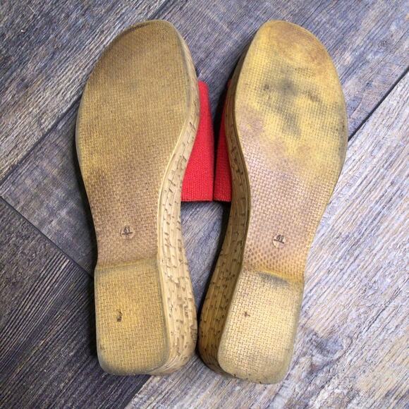 Italian Shoemakers Cork Slide Flip Flop Platform Wedge Sandals Red Size 10 - Picture 5 of 5